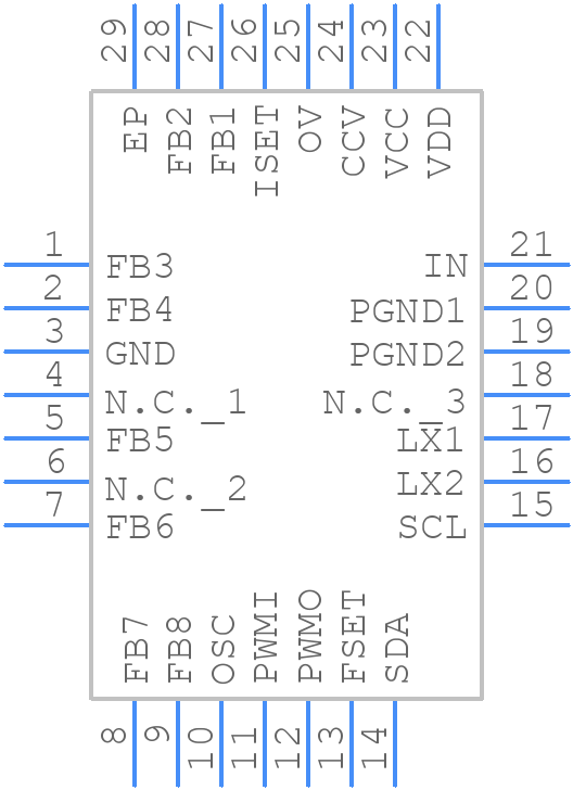 MAX17061AETI+ - Analog Devices - PCB symbol