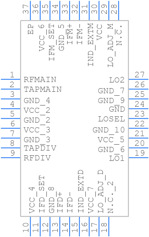 MAX19995AETX+T - Analog Devices - PCB symbol