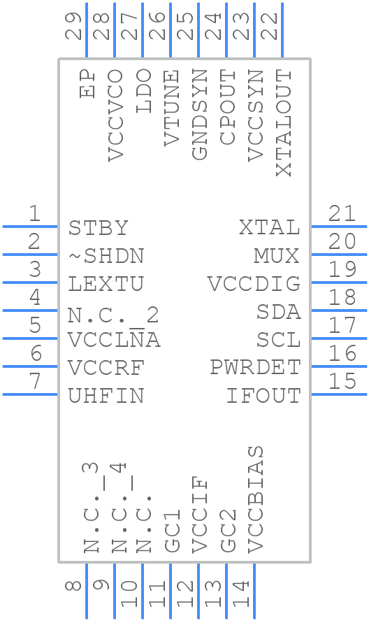MAX2163ETI/V+T - Analog Devices - PCB symbol