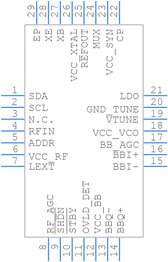 MAX2165ETI+T - Analog Devices - PCB symbol