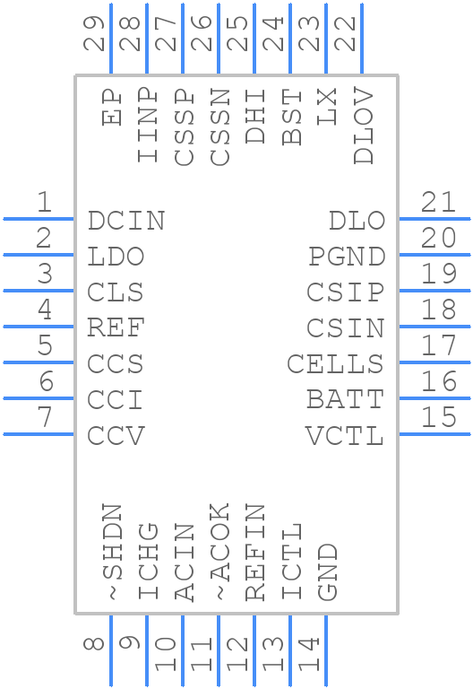 MAX8765AETI+T - Analog Devices - PCB symbol