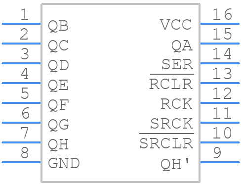 SN74LS594N - Texas Instruments - PCB symbol