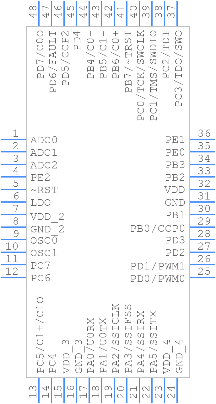 LM3S301-IQN20-C2T - Texas Instruments - PCB symbol