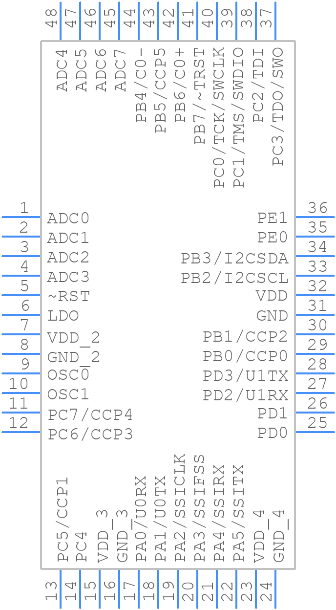 LM3S308-IQN25-C2 - Texas Instruments - PCB symbol