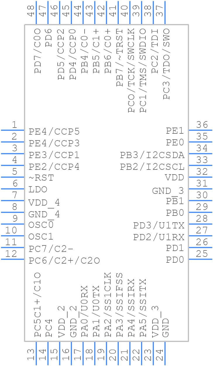 LM3S600-IQN50-C2T - Texas Instruments - PCB symbol