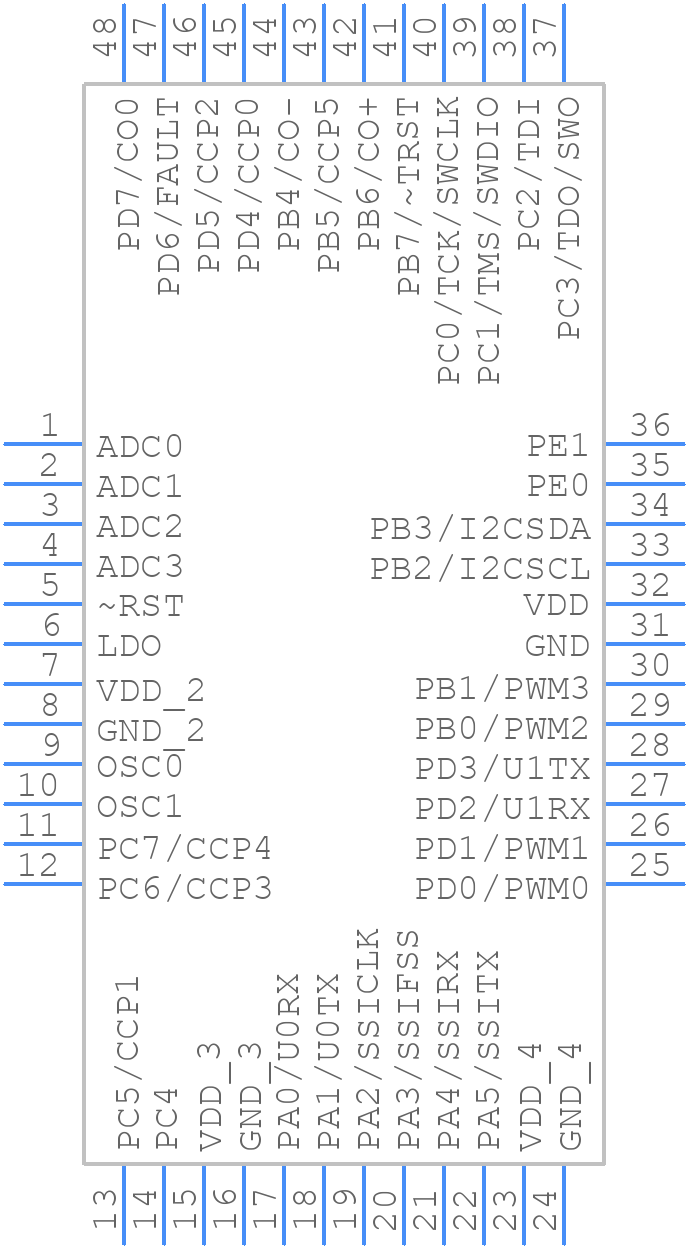 LM3S613-IQN50-C2T - Texas Instruments - PCB symbol