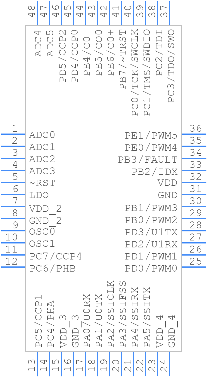 LM3S618-IQN50-C2T - Texas Instruments - PCB symbol