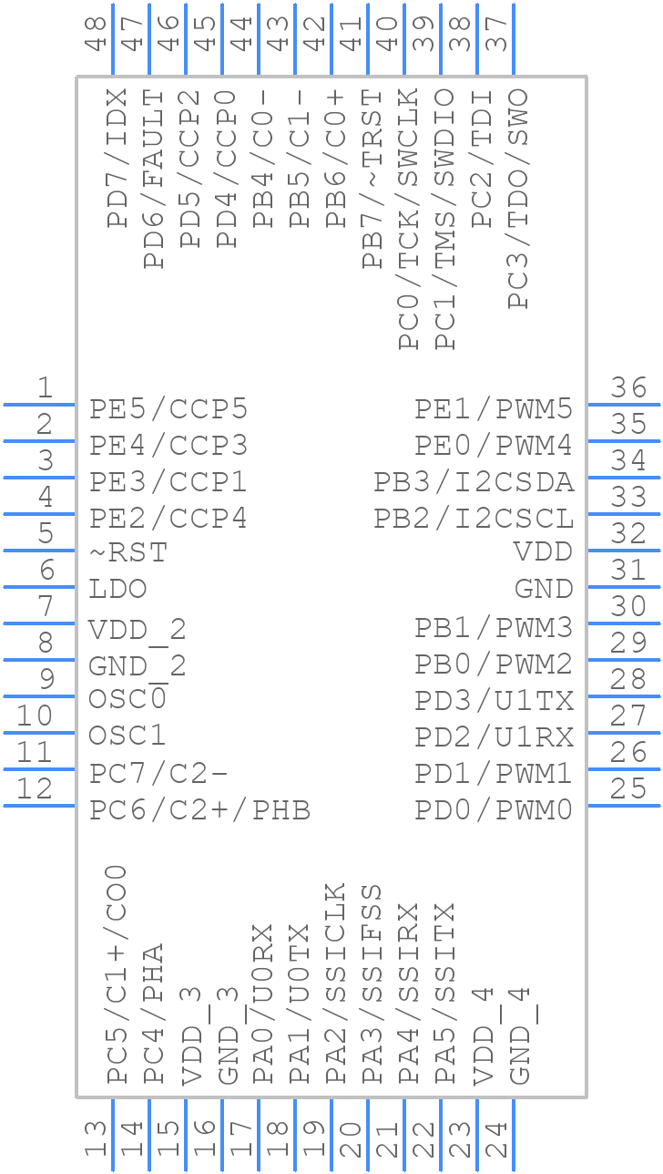 LM3S801-IQN50-C2T - Texas Instruments - PCB symbol