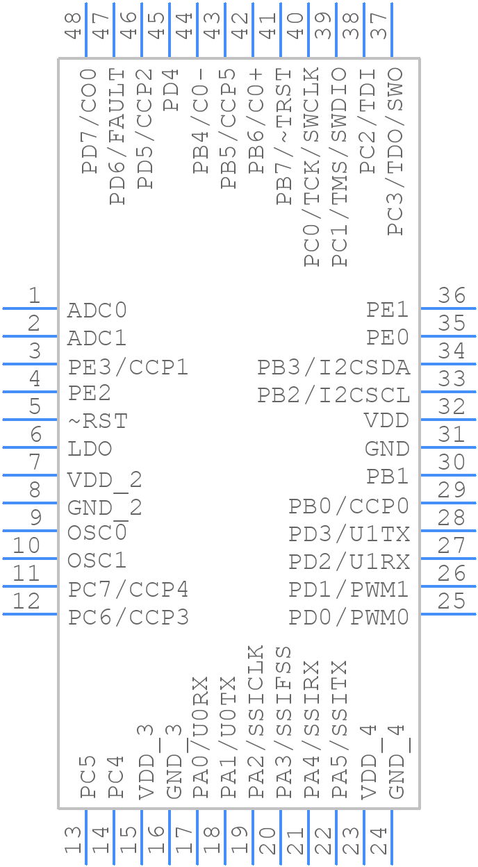 LM3S812-EQN50-C2T - Texas Instruments - PCB symbol