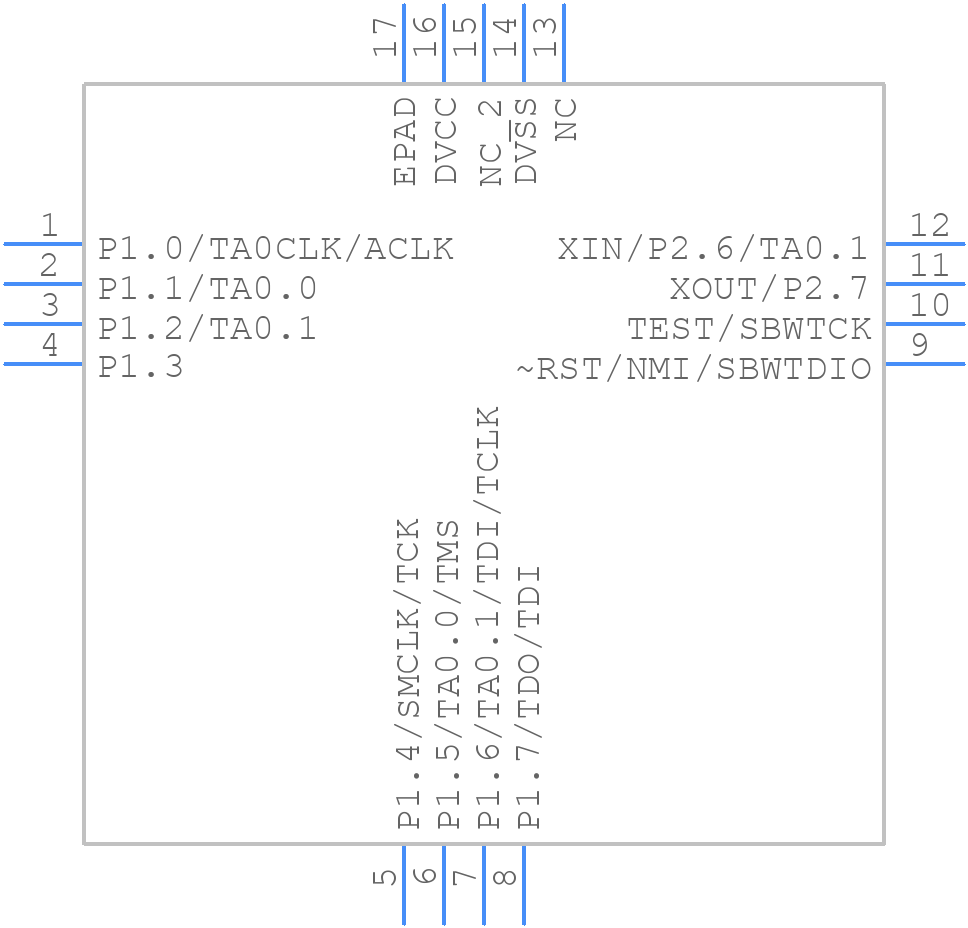 MSP430G2001IRSA16R - Texas Instruments - PCB symbol