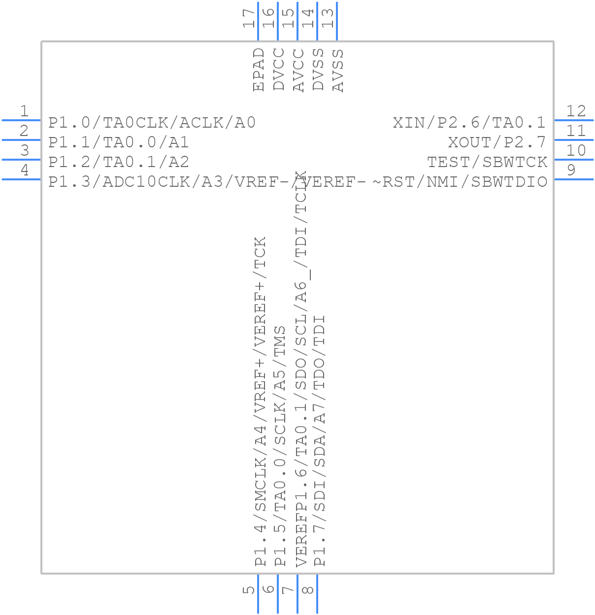 MSP430G2102IRSA16T - Texas Instruments - PCB symbol