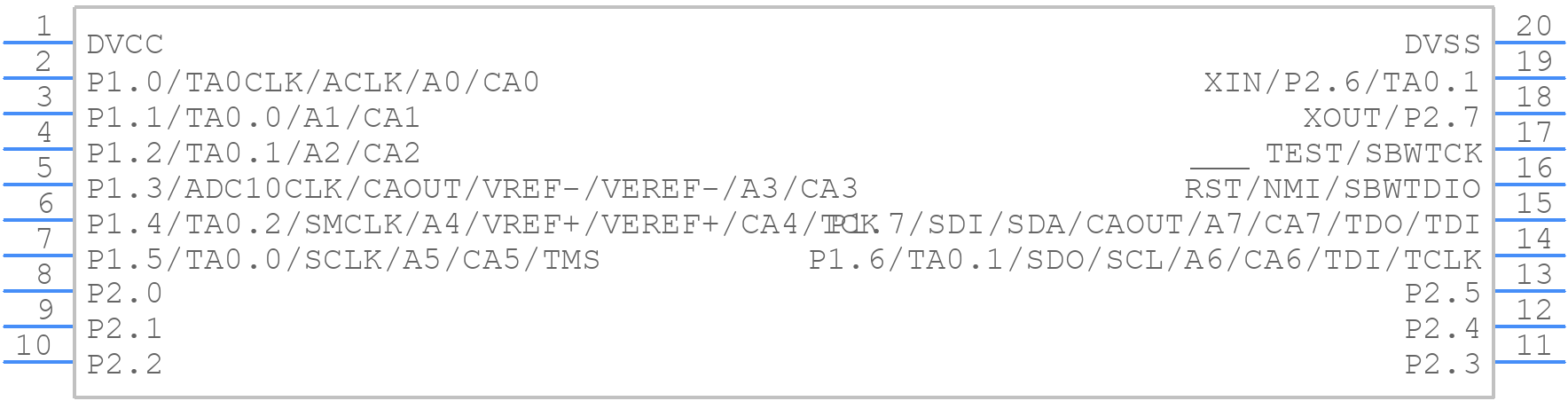 MSP430G2112IN20 - Texas Instruments - PCB symbol