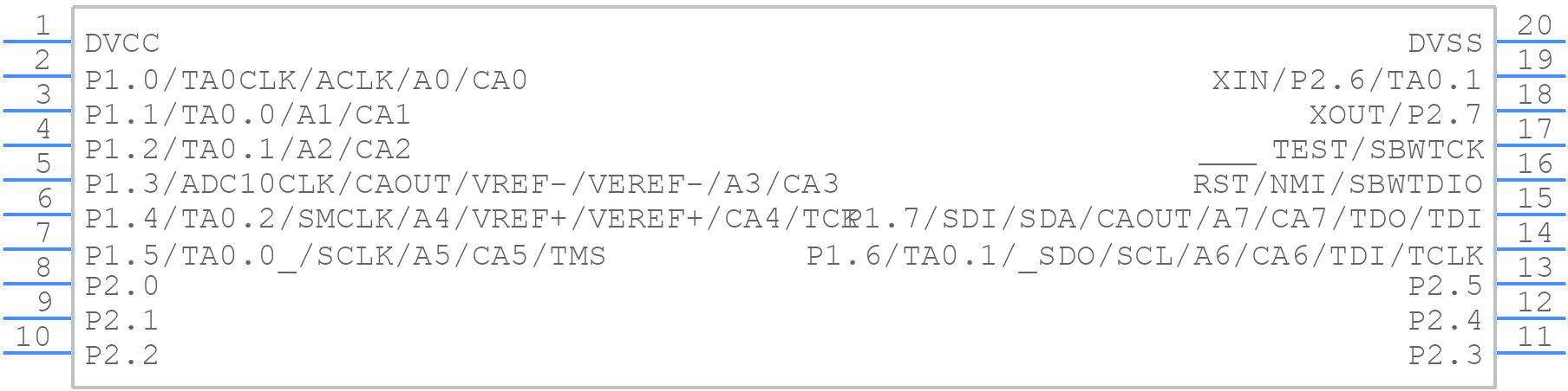 MSP430G2152IPW20R - Texas Instruments - PCB symbol