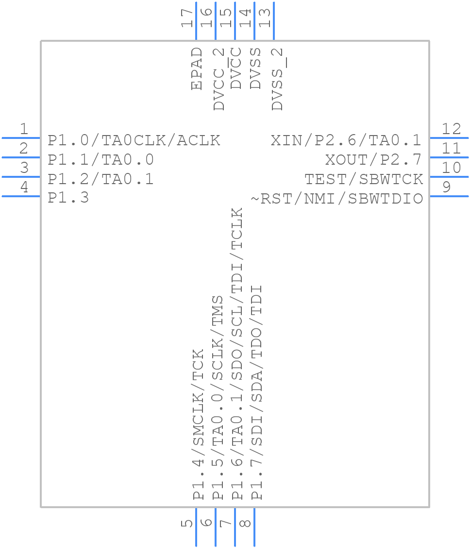MSP430G2221IRSA16 - Texas Instruments - PCB symbol