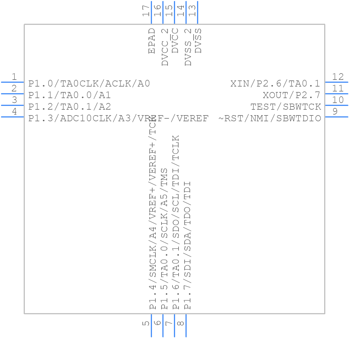 MSP430G2231IRSA16 - Texas Instruments - PCB symbol