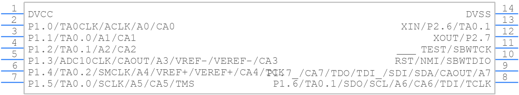 MSP430G2352IPW14R - Texas Instruments - PCB symbol