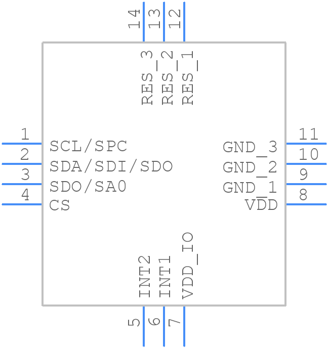 LIS2DH - STMicroelectronics - PCB symbol