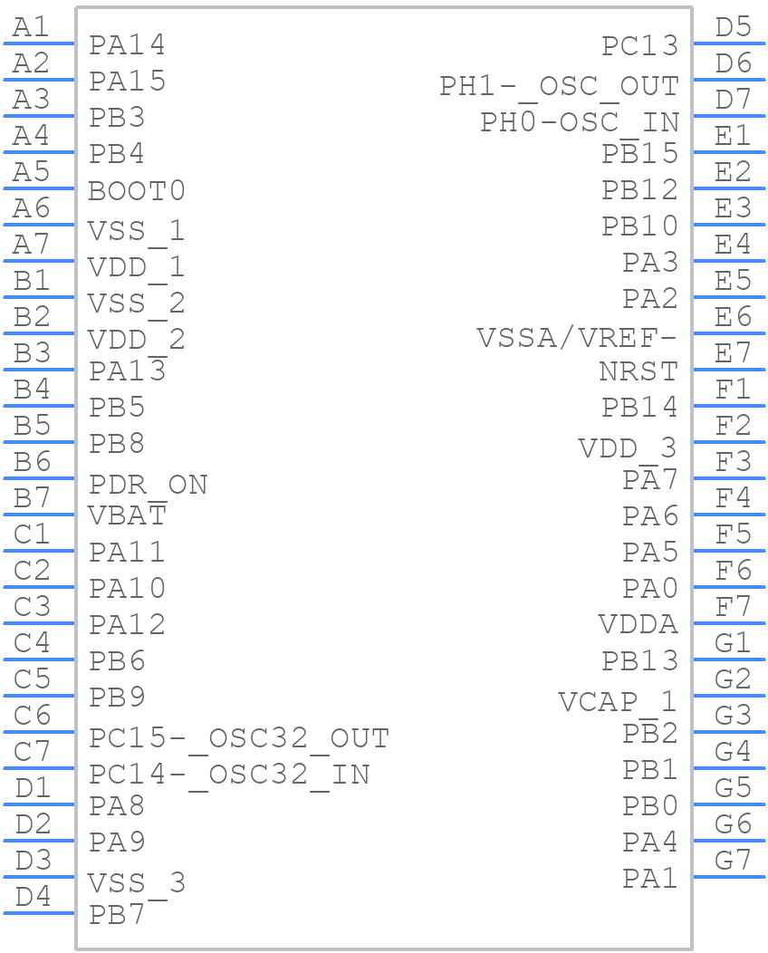 STM32F401CBY6TT - STMicroelectronics - PCB symbol