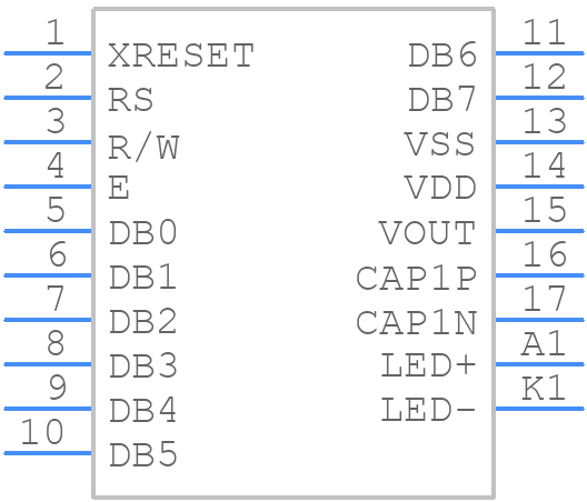 NHD-C0216CU-FSW-GBW-3V3 - Newhaven Display - PCB symbol