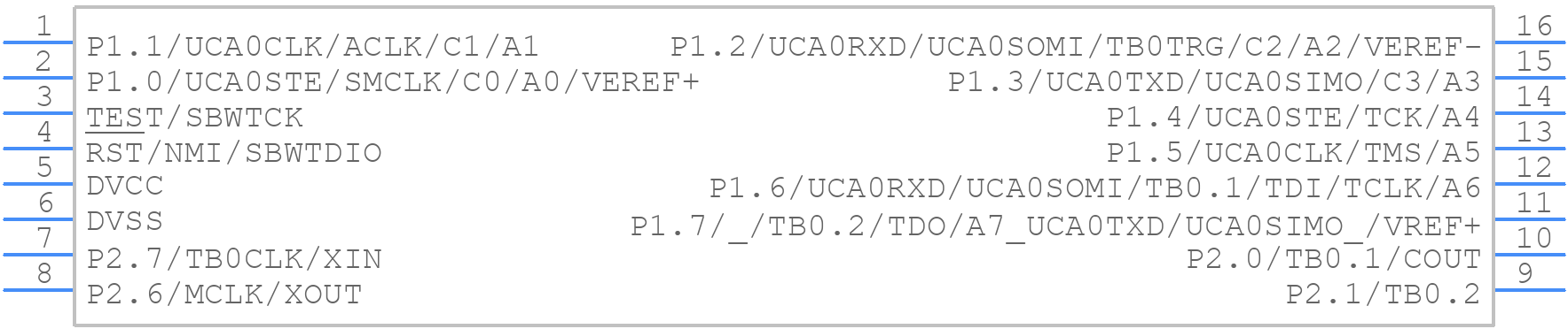 MSP430FR2110IPW16R - Texas Instruments - PCB symbol