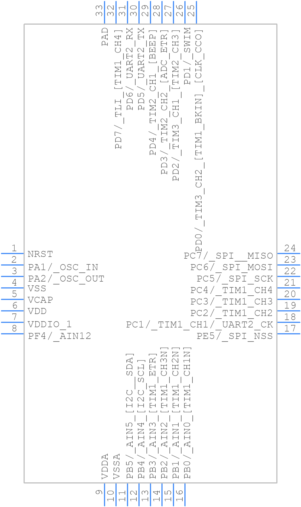 STM8S105K6U6A - STMicroelectronics - PCB symbol