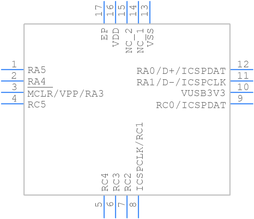 PIC16LF1454-I/JQ - Microchip - PCB symbol