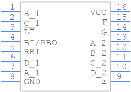 SN74LS47DG4 - Texas Instruments - PCB symbol
