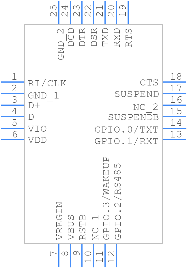 CP2102N-A01-GQFN24R - Silicon Labs - PCB symbol