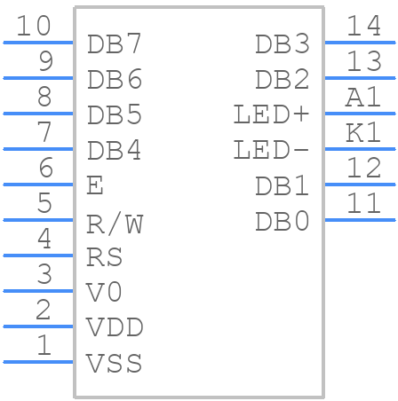 NHD-0108CZ-FSW-GBW-33V3 - Newhaven Display - PCB symbol