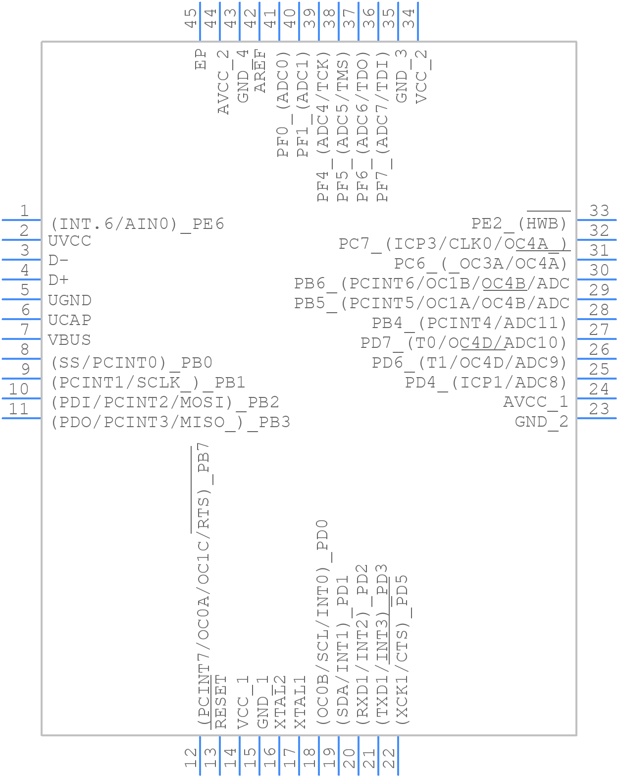ATMEGA16U4-MUR - Microchip - PCB symbol