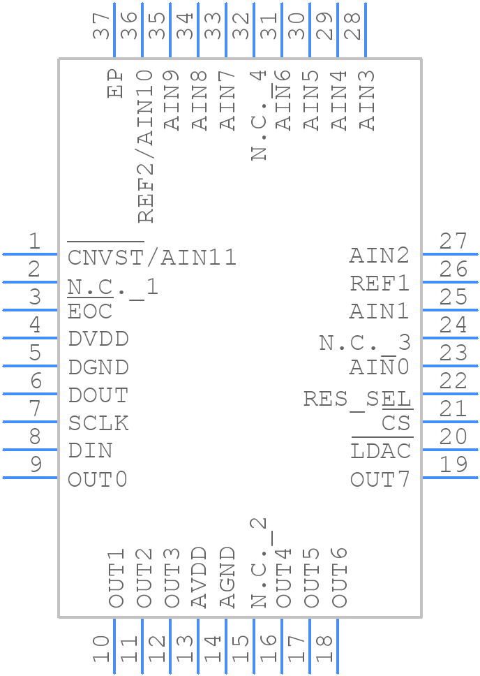 MAX1223BETX+ - Analog Devices - PCB symbol