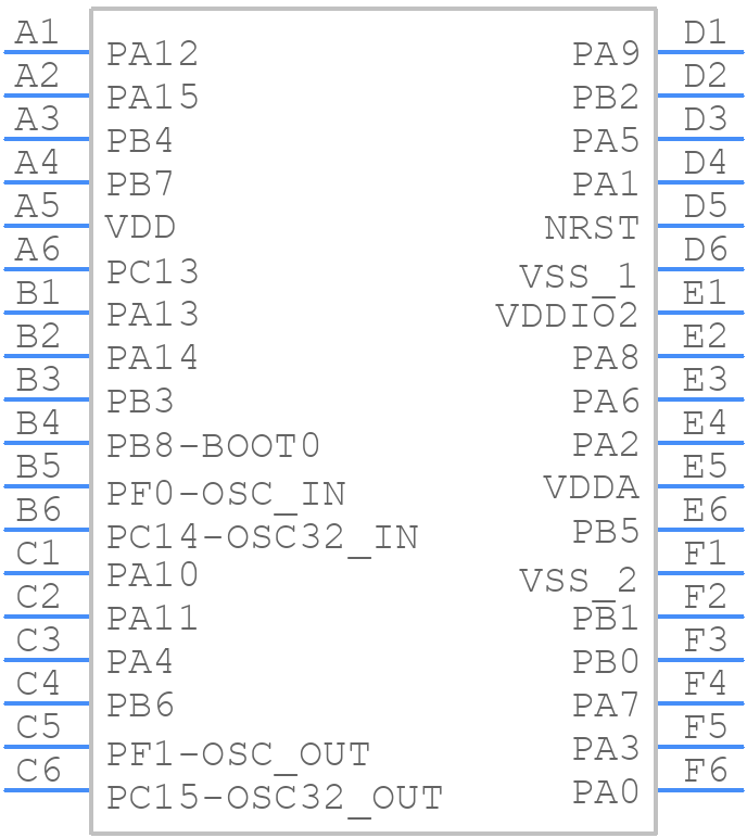 STM32F042T6Y6TR - STMicroelectronics - PCB symbol