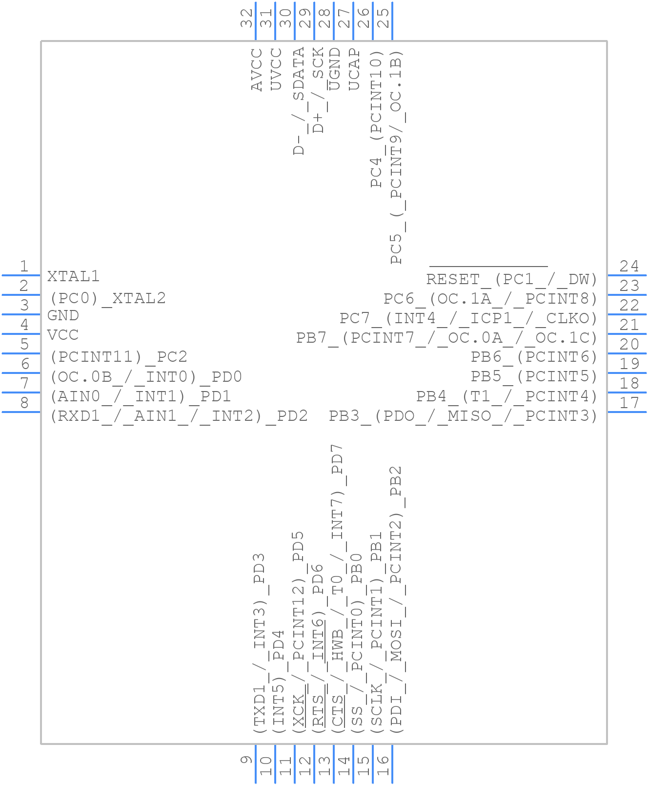 AT90USB162-16AUR - Microchip - PCB symbol