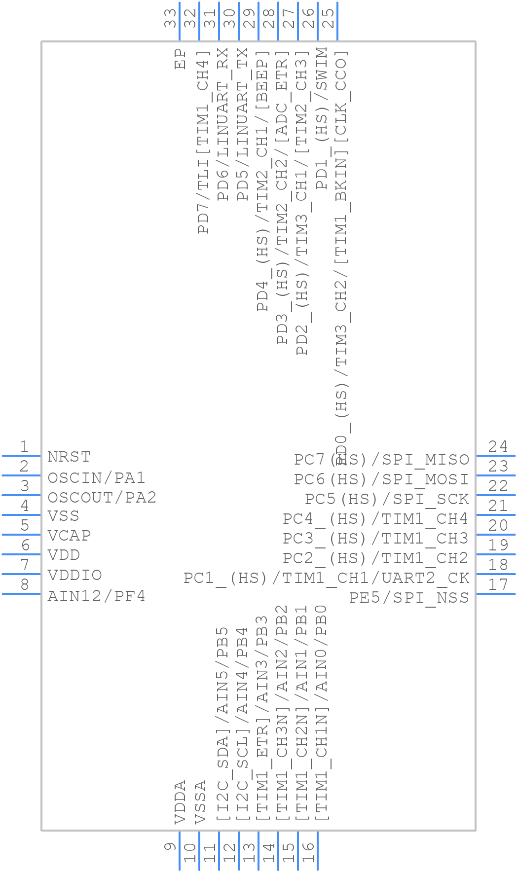 STM8S105K6U3A - STMicroelectronics - PCB symbol