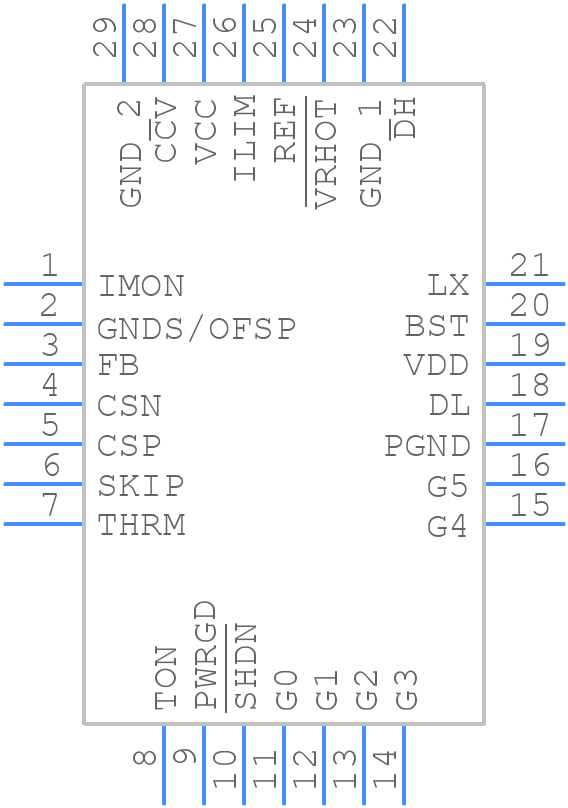 MAX17409GTI+ - Analog Devices - PCB symbol