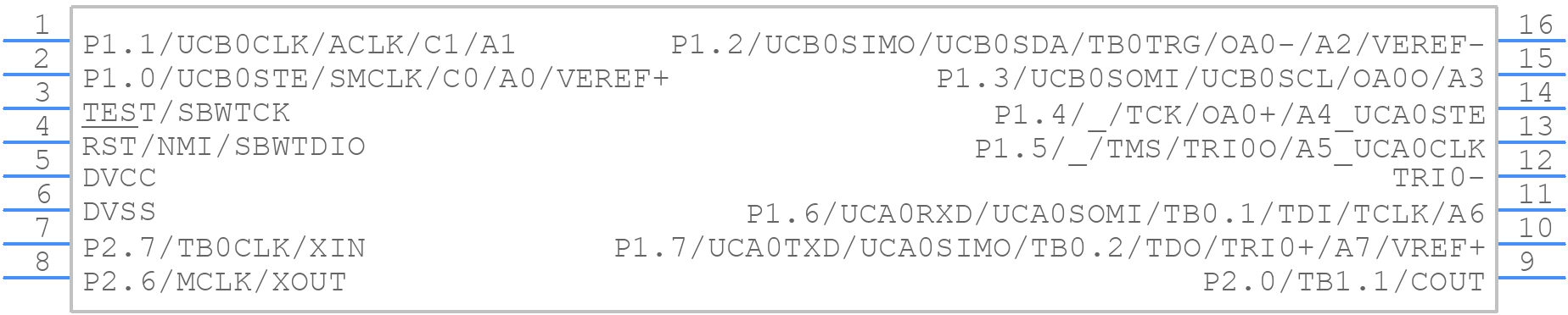 MSP430FR2310IPW16R - Texas Instruments - PCB symbol