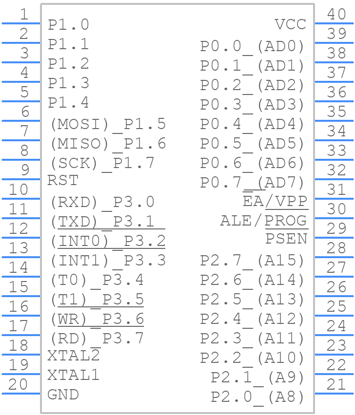 AT89S51-24PC - Microchip - PCB symbol