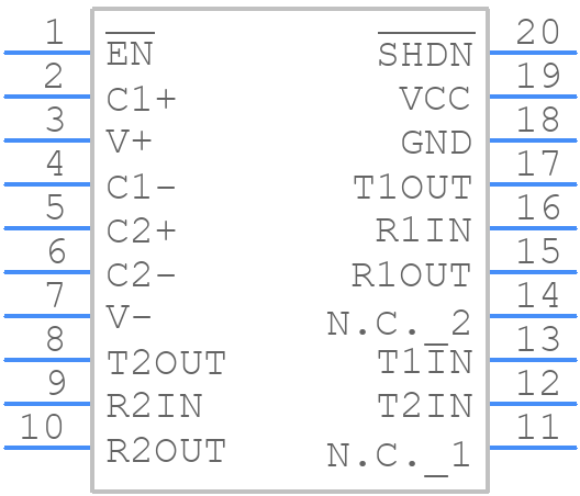 MAX3222EEAP+T - Analog Devices - PCB symbol