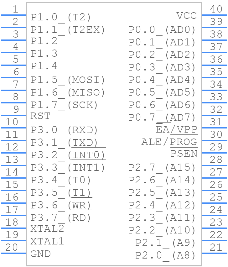 AT89S52-24PU - Microchip - PCB symbol