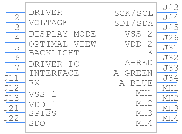 NHD-0216K3Z-FS(RGB)-FBW-V3 - Newhaven Display - PCB symbol