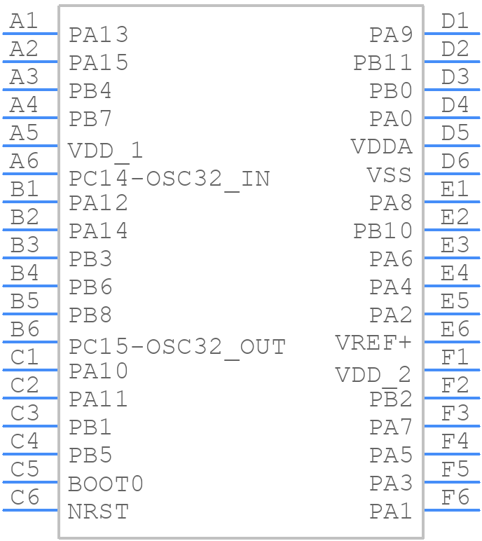 STM32L052T6Y6TR - STMicroelectronics - PCB symbol