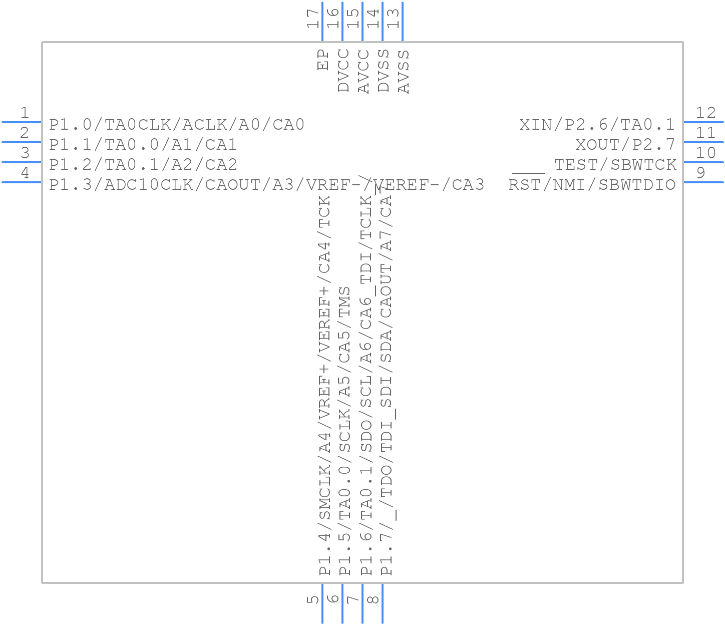 MSP430G2452IRSA16T - Texas Instruments - PCB symbol