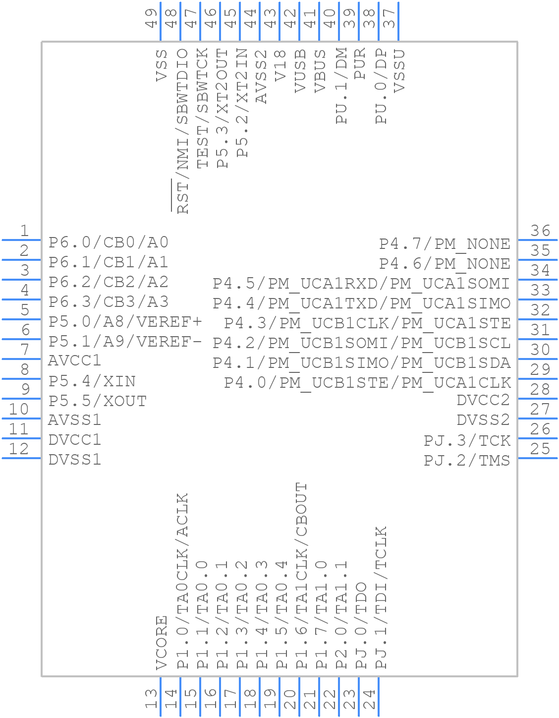 MSP430F5509IRGZR - Texas Instruments - PCB symbol