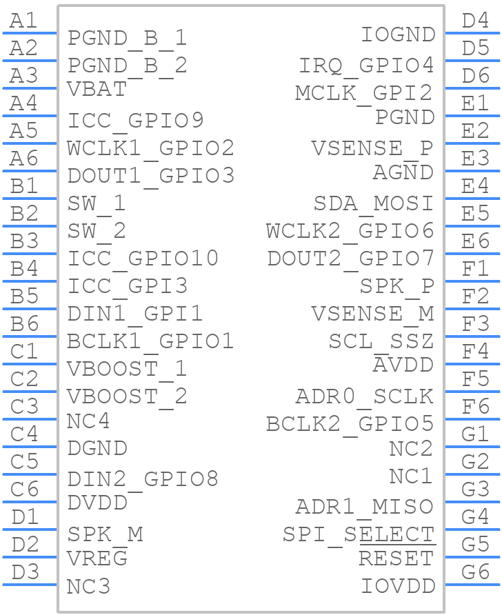 TAS2557YZT - Texas Instruments - PCB symbol