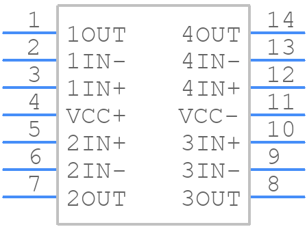 TLE2144IN - Texas Instruments - PCB symbol