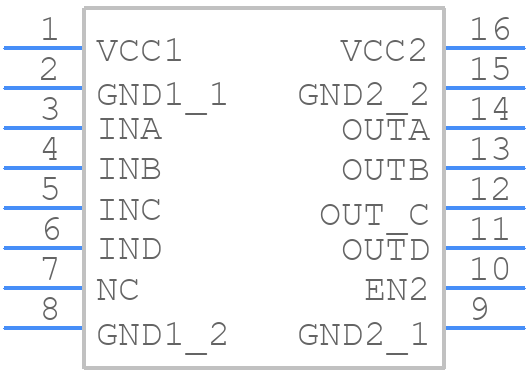 ISO7740FQDWQ1 - Texas Instruments - PCB symbol