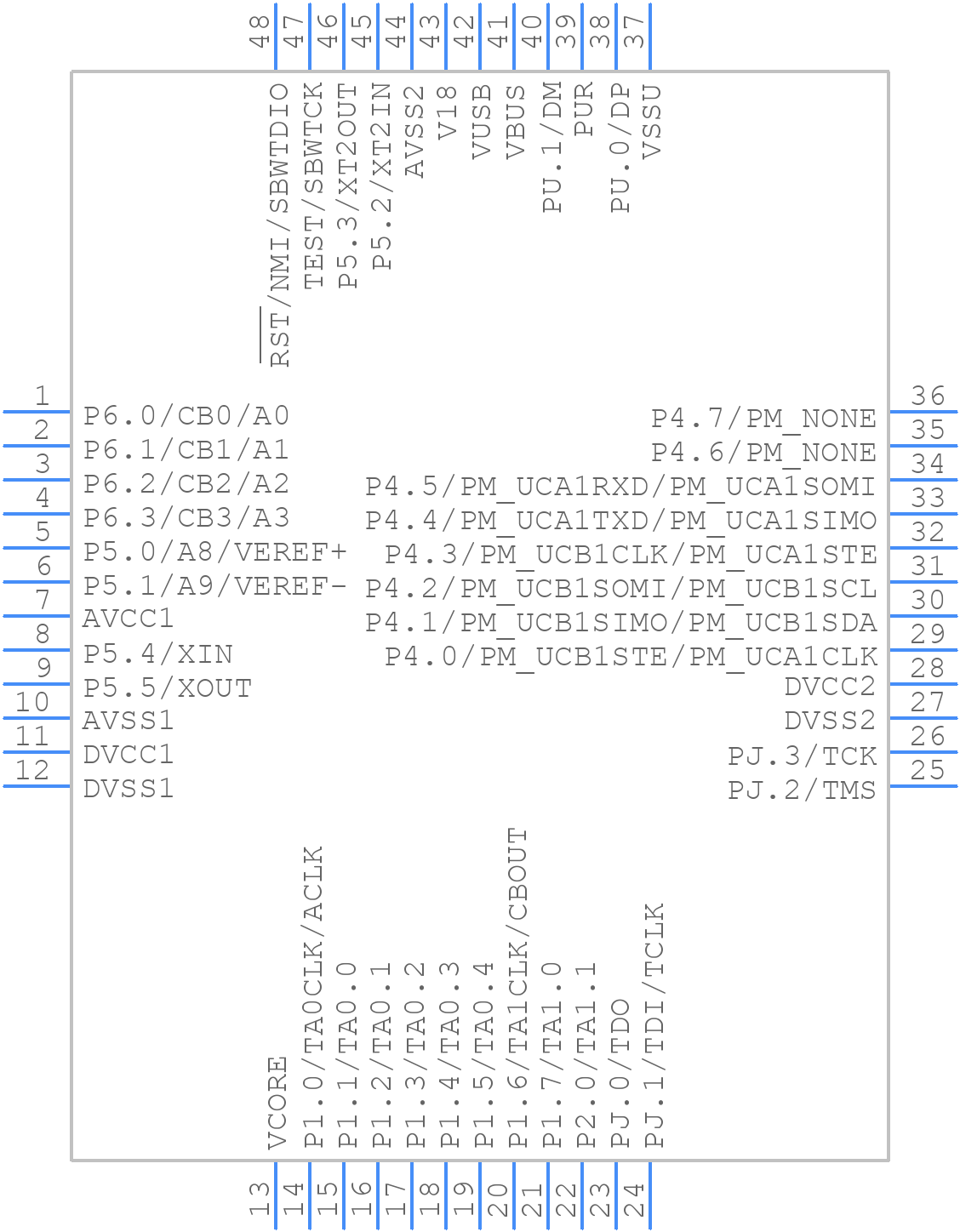 MSP430F5510IPTR - Texas Instruments - PCB symbol