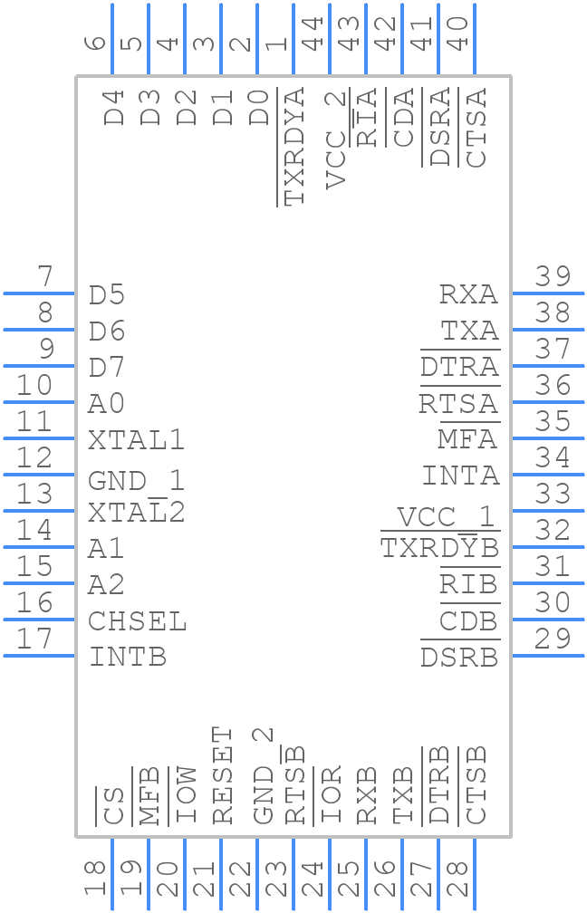 TL16C2752FN - Texas Instruments - PCB symbol