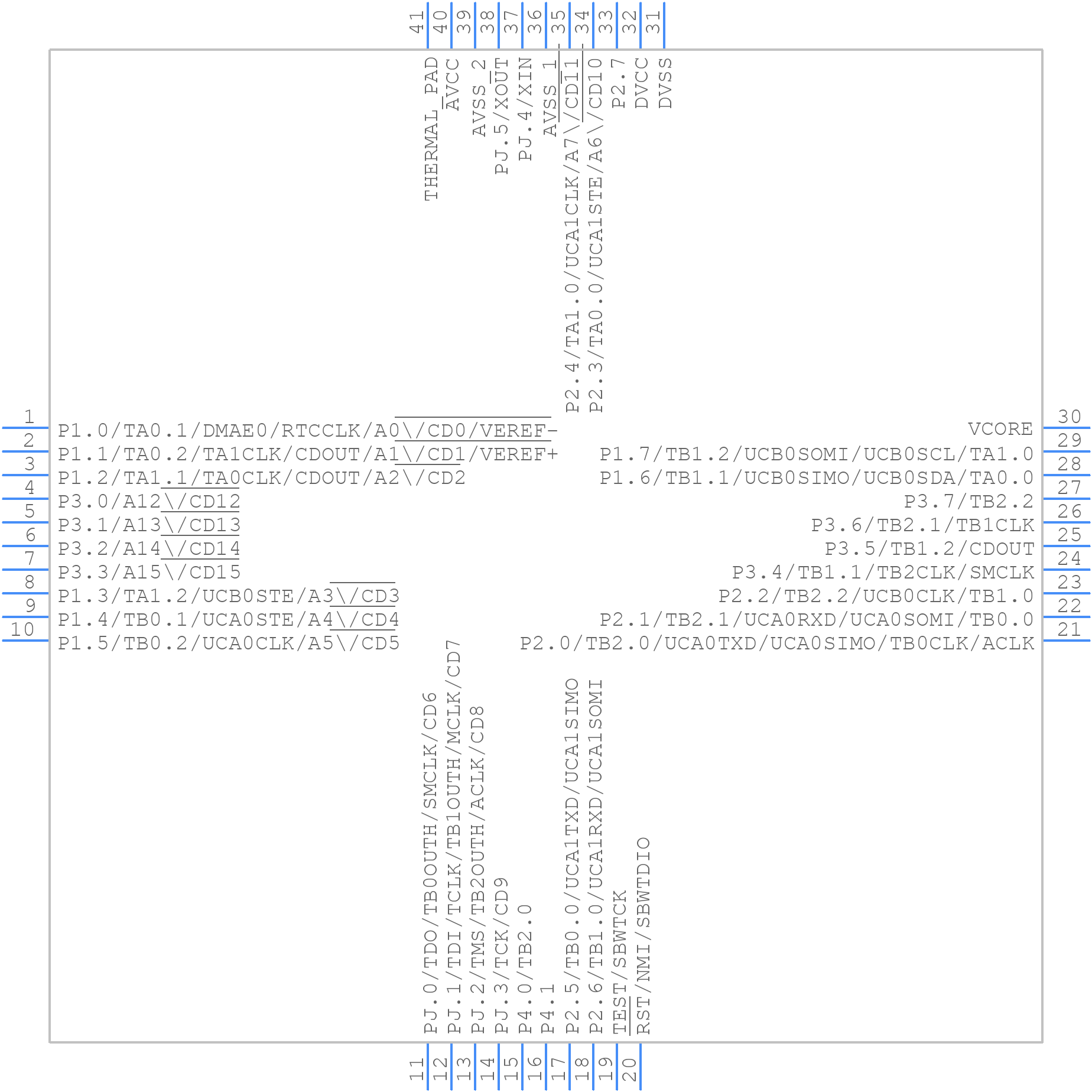 MSP430FR5729IRHAR - Texas Instruments - PCB symbol