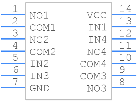 TS12A44513DR - Texas Instruments - PCB symbol